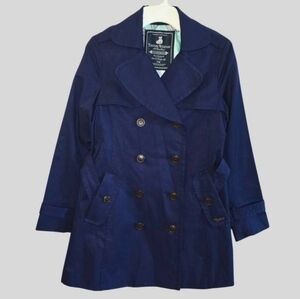Teenie Weenie Coat Women’s S/M Navy Trench Belted Teddy Lining Lightweight Chic